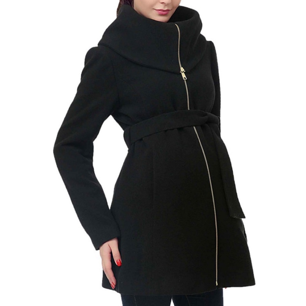 Mia Maternity Wool Blend Fold Collar Coat
